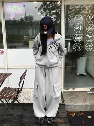 Daily Embroidered Oversized Autumn Zip-up