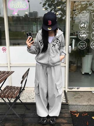 Daily Embroidered Oversized Autumn Zip-up