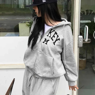 Daily Embroidered Oversized Autumn Zip-up