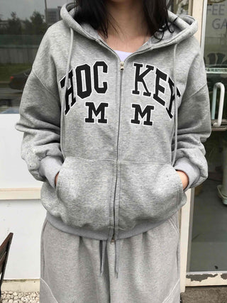 Daily Embroidered Oversized Autumn Zip-up