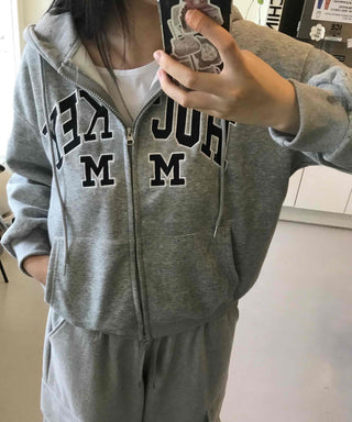 Daily Embroidered Oversized Autumn Zip-up