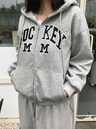 Daily Embroidered Oversized Autumn Zip-up