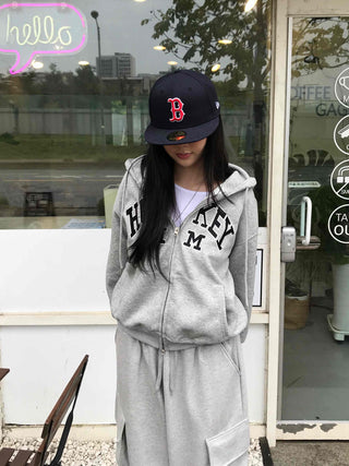 Daily Embroidered Oversized Autumn Zip-up