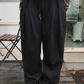 New Basic Cotton Plain Pintuck Long Pants