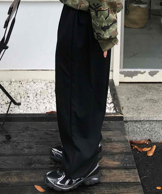 New Basic Cotton Plain Pintuck Long Pants