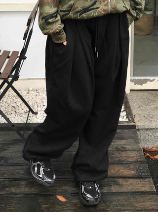 New Basic Cotton Plain Pintuck Long Pants