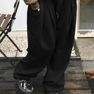 New Basic Cotton Plain Pintuck Long Pants