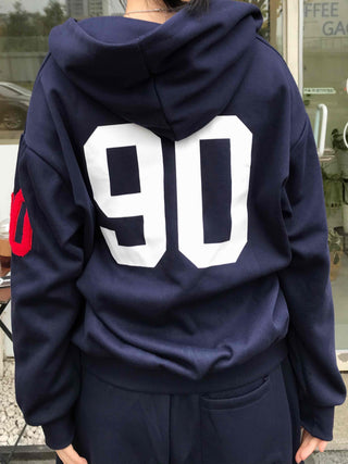 Navy Minimal Oversized Numbering Zip-up