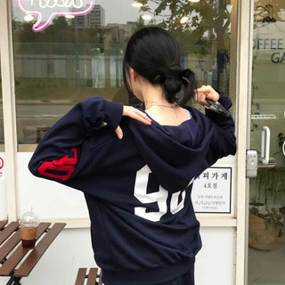 Navy Minimal Oversized Numbering Zip-up