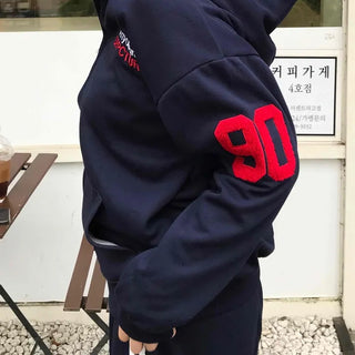 Navy Minimal Oversized Numbering Zip-up