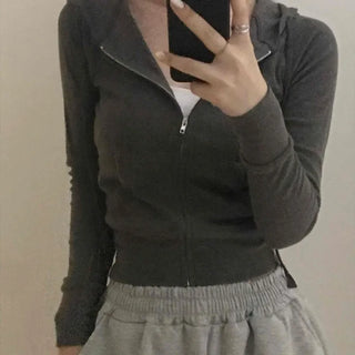 Comfortable plain tight-fit zip-up