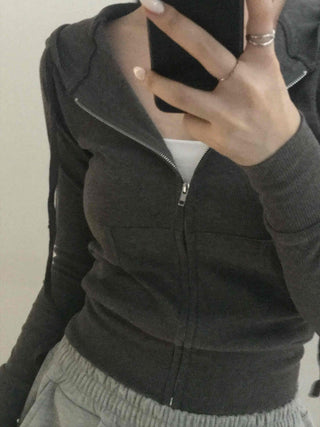 Comfortable plain tight-fit zip-up
