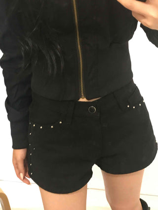 Effortless Chic Studded Skinny Shorts