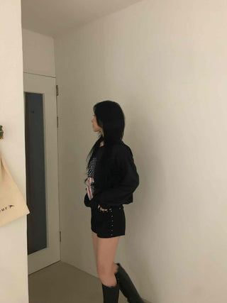 Effortless Chic Studded Skinny Shorts