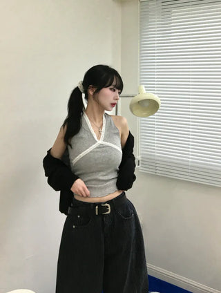 ZED Stripe Balloon Fit Wide Denim Pants