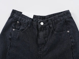 ZED Stripe Balloon Fit Wide Denim Pants