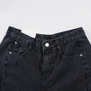 ZED Stripe Balloon Fit Wide Denim Pants