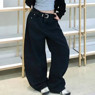 ZED Stripe Balloon Fit Wide Denim Pants