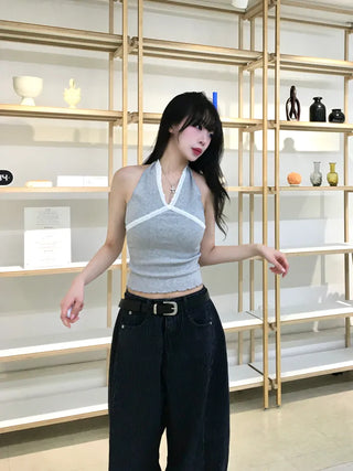 ZED Stripe Balloon Fit Wide Denim Pants