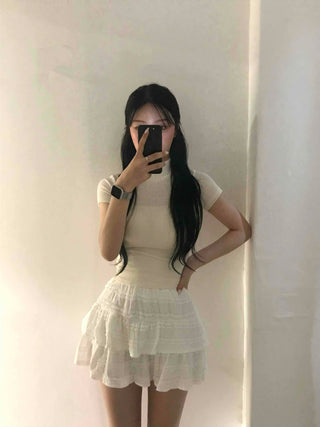 Effortless Chic Knit Turtleneck Short Sleeve T-shirt