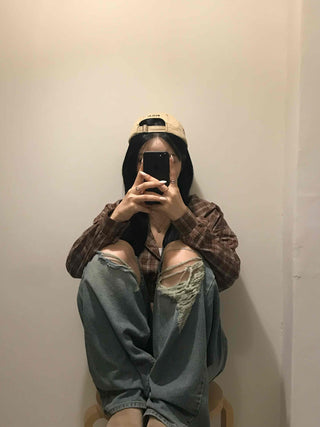 Basic Damaged Denim Long Pants
