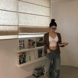 Basic Damaged Denim Long Pants