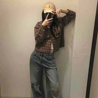 Basic Damaged Denim Long Pants
