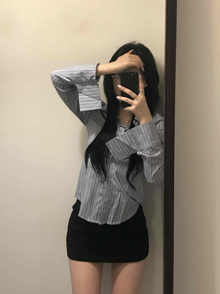 Hip stripe slim fit shirt