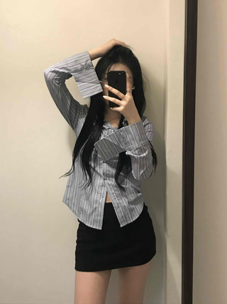 Hip stripe slim fit shirt