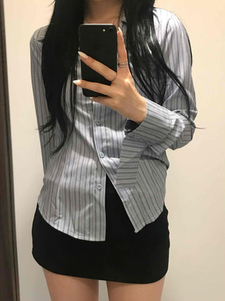 Hip stripe slim fit shirt
