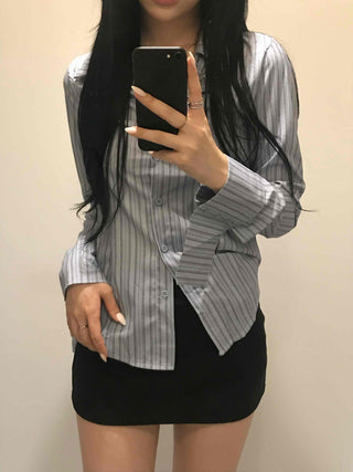 Hip stripe slim fit shirt