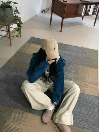 Simple Trendy Loose Fit Spring/Autumn Zip-Up Knit