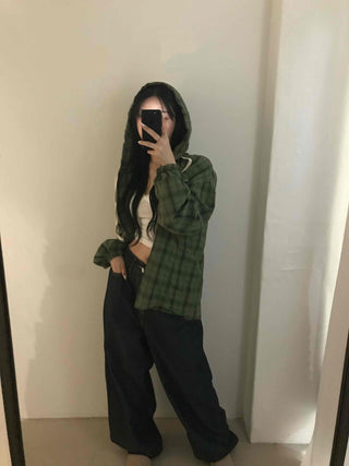 Daily Oversized Check Hoodie