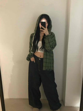 Daily Oversized Check Hoodie