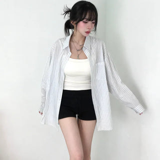 Vunot Striped Loose Fit Long Sleeve Shirt