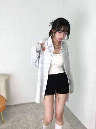 Vunot Striped Loose Fit Long Sleeve Shirt