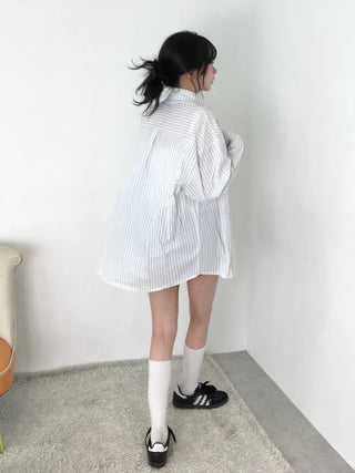 Vunot Striped Loose Fit Long Sleeve Shirt