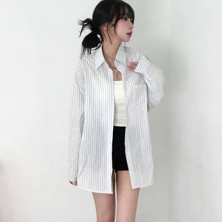 Vunot Striped Loose Fit Long Sleeve Shirt