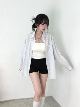 Vunot Striped Loose Fit Long Sleeve Shirt