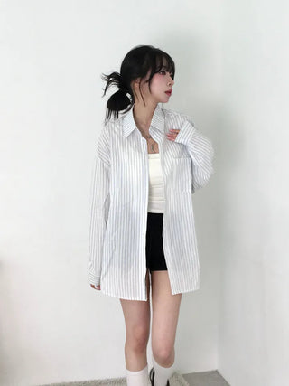 Vunot Striped Loose Fit Long Sleeve Shirt