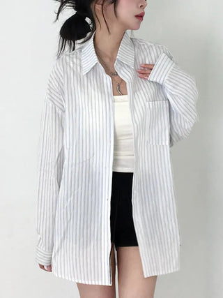 Vunot Striped Loose Fit Long Sleeve Shirt