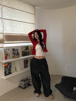 New Basic Plain Cropped Sleeveless Knit