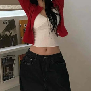 New Basic Plain Cropped Sleeveless Knit