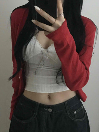 New Basic Plain Cropped Sleeveless Knit