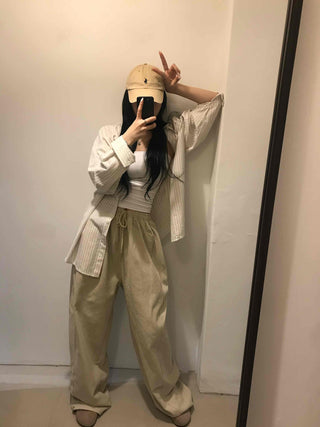Effortless Wide Cotton Plain Long Pants