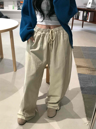 Effortless Wide Cotton Plain Long Pants
