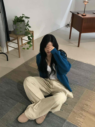 Effortless Wide Cotton Plain Long Pants