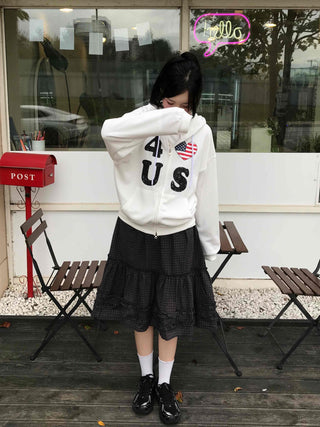 Comfort check frill midi skirt