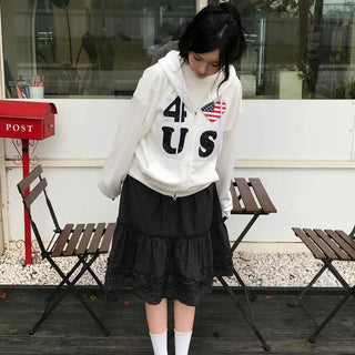 Comfort check frill midi skirt