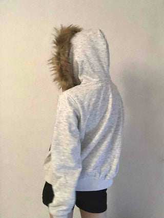 Vintage Fur Spray Lettering Zip-up